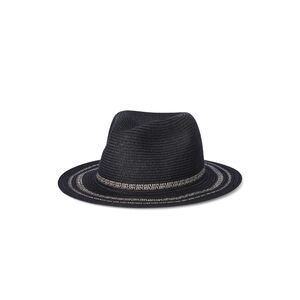 Brand New Time and Tru Women's Striped Straw Panama Hat, Black